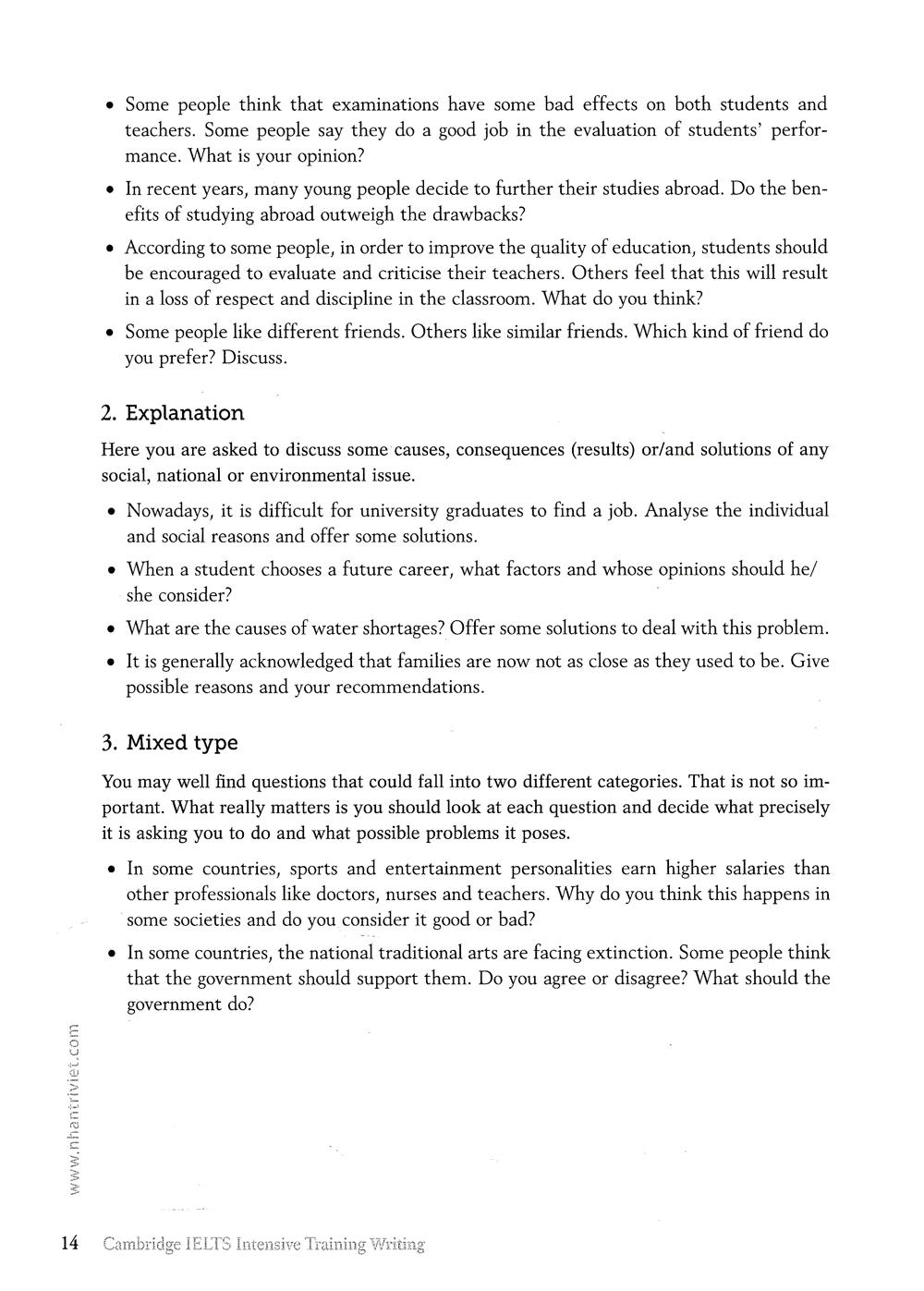 Sách Cambridge IELTS Intensive Training Writing (Không CD)