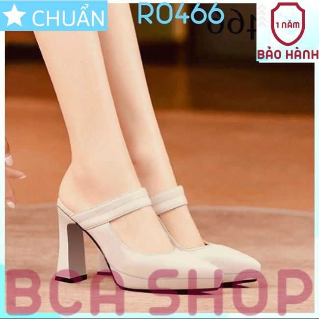 Giày cao gót nữ 8p RO466 ROSATA tại BCASHOP bít mũi, hở gót, gót trụ cùng màu thân - màu trắng kem