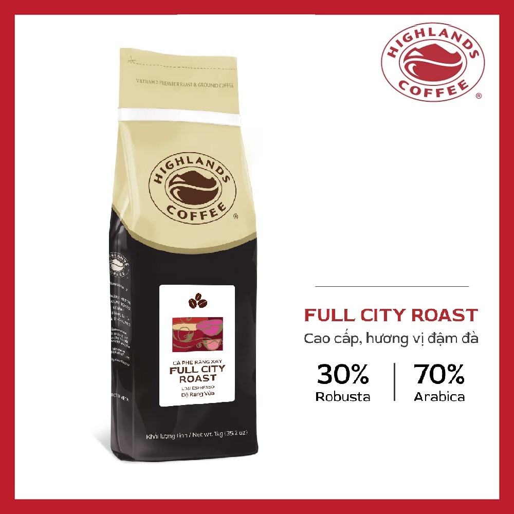 Cà phê hạt Full City Roast Highlands Coffee 1kg - hạt cà phê hảo hạng hương vị đậm đà