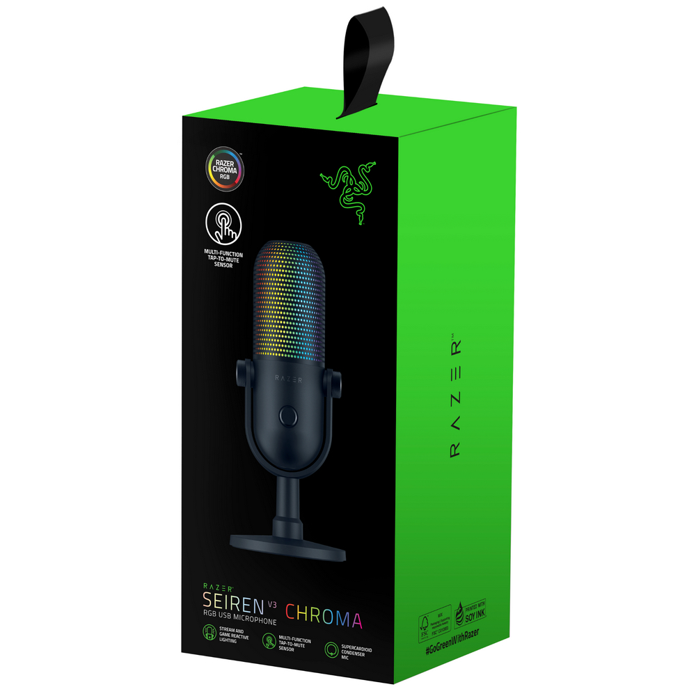 Thiết bị thu âm Razer Seiren V3 Chroma - RGB USB Microphone with Tap-to-Mute_Mới, hàng chính hãng