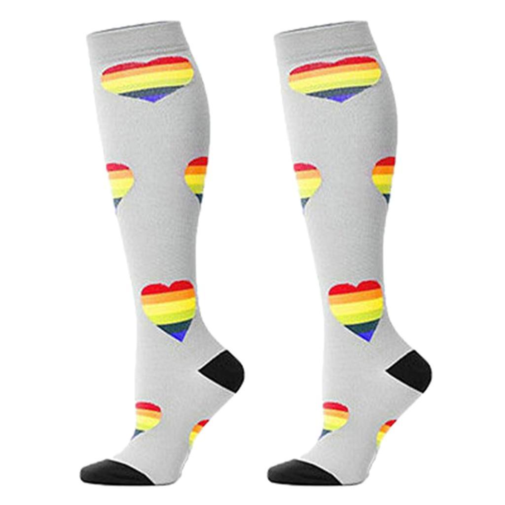 1 Pair Women Sports Leg Support Sleeves Compression Socks Pink Blue Gray M/S XL/L