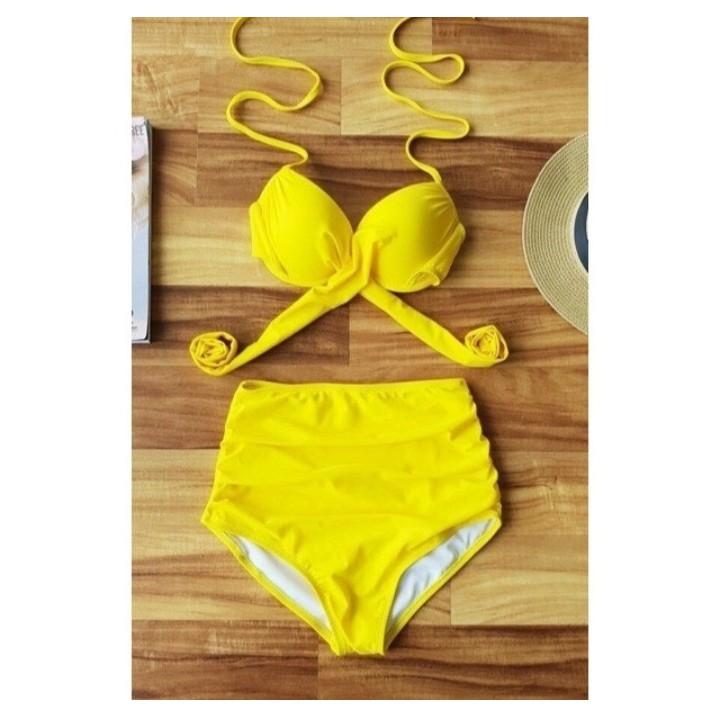 Bikini đồ bơi đi biển 2 mảnh gọng chéo cạp cao quần nhún VATIXA BKN45