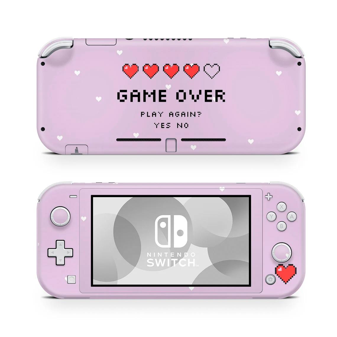 Skin decal dán Nintendo Switch Lite mẫu 8 bit Game Over (dễ dán, đã cắt sẵn)