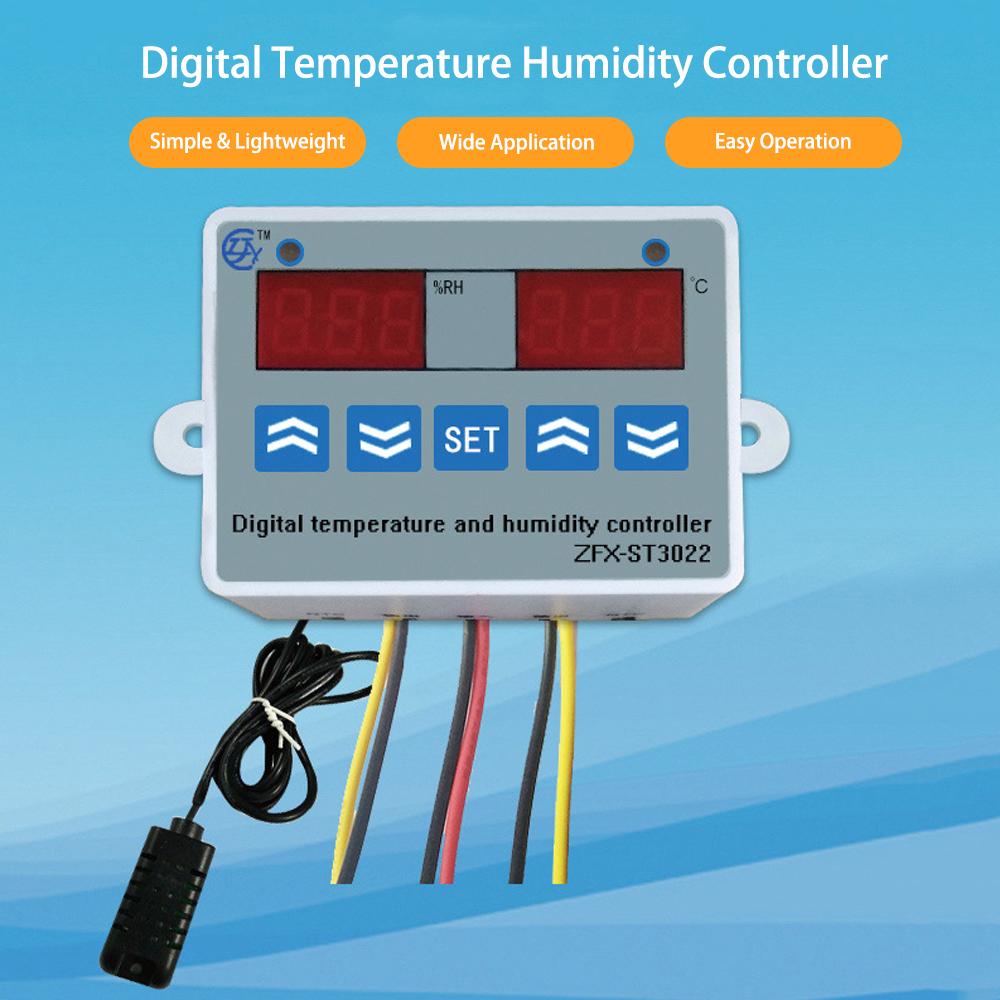 ZFX-ST3022 Temperature Humidity Controller Digital Dual Display Thermostat Humidistat Controller for Freezer Fridge