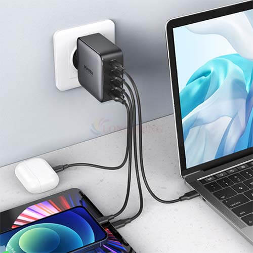 Sạc đa cổng Ugreen GaN Fast Charger 1USB 3Type-C 100W QC 4+ PD 3.0 CD226 - Hàng chính hãng