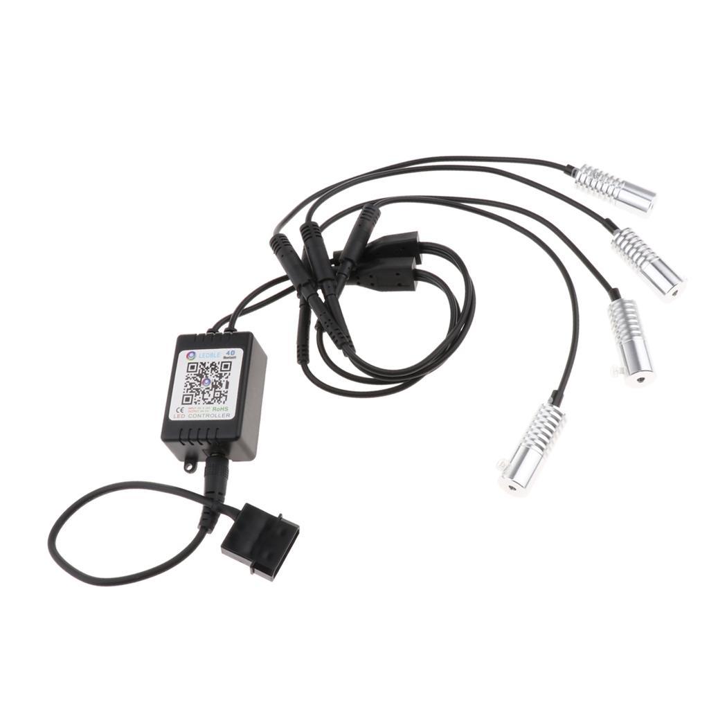 1 to 4 Computer RGB LED Light Strip Splitter Hub Module for Cell Phone APP Bluetooth Control DC2.1 Connector & 4Pin Power Supply 12V