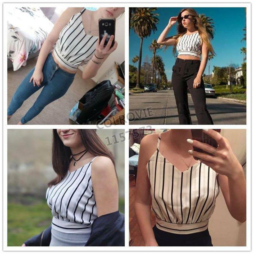 Áo Croptop 2 Dây Kẻ Sọc Trẻ Trung Quyến Rũ