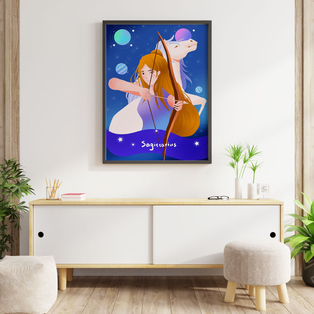 Tranh số hóa  - Cung Nhân Mã đã căng khung 40x50cm 28 màu