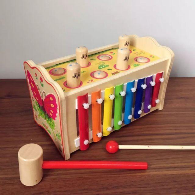 Đập Chuột Gỗ Kèm Đàn - Đồ Chơi Gỗ Đập Chuột  Cao Cấp 7 Trong 1 Tích Hợp 7 Trò Chơi Cho Bé Thỏa Sức Sáng Tạo Cực Đẹp