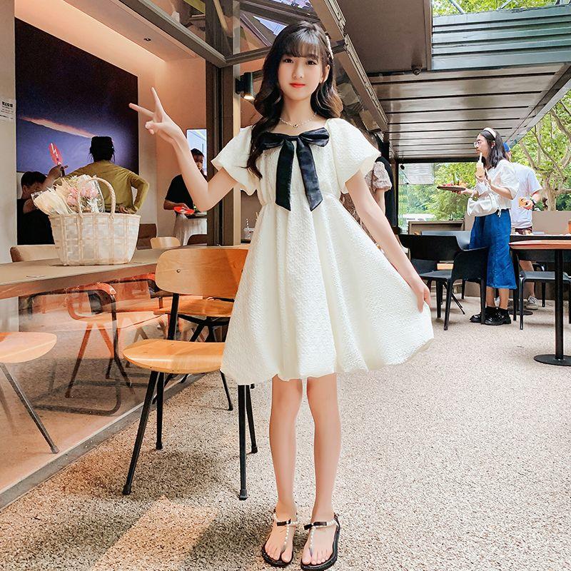 DONGSHOP HOT Cô gái ăn mặc mùa hè 2023 trẻ em mùa hè tây thời trang trẻ em váy công chúa cô gái trung bình lớn bé váy