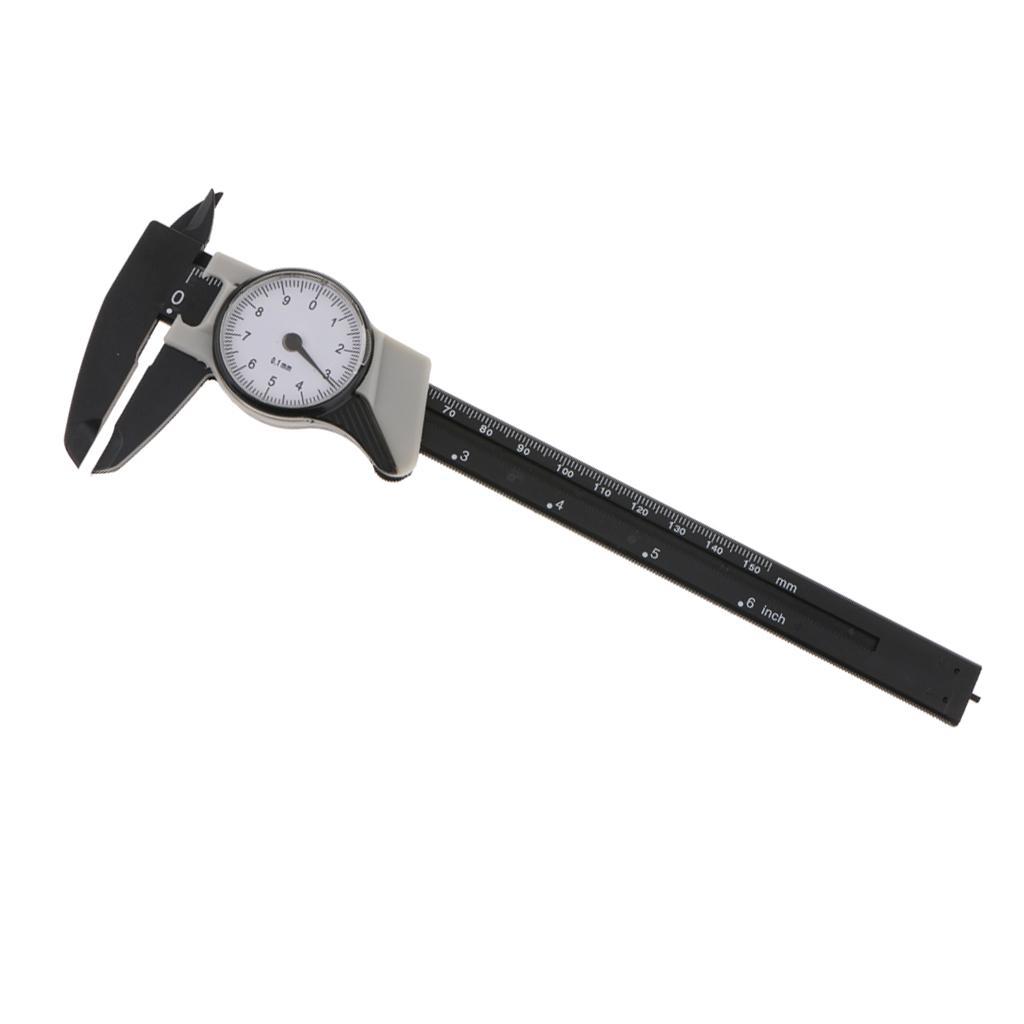 150mm 6inch Plastic Vernier Dial Caliper 0.01mm Resolution Measuring Dial Gauge