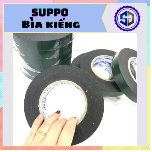Băng keo 2 mặt có xốp xanh đen bám dính tốt trên mọi bề mặt