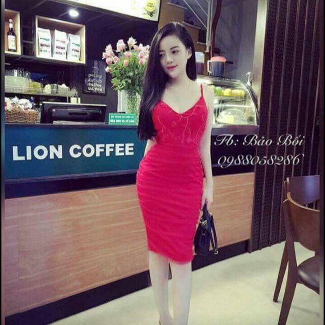 Đầm ren váy thun 2 dây