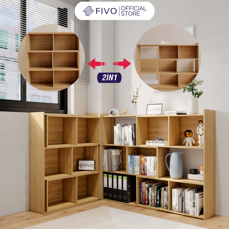 Kệ Trang Trí Nội Thất FIVO FB72, Thiết Kế Hiện Đại 2IN1 Đóng Mở Tùy Thích, Phù Hợp Mọi Không Gian Trong Nhà - 3 Tầng