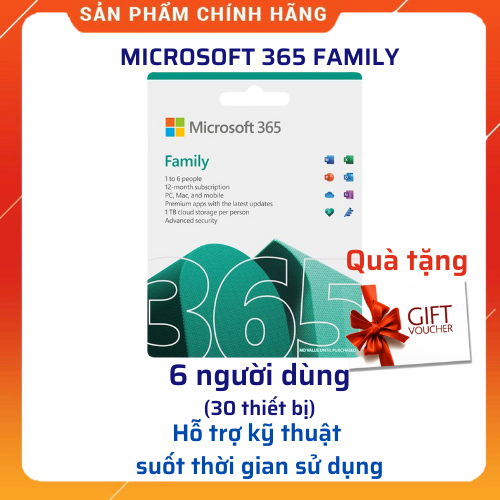 Hình ảnh Phần mềm Microsoft 365 Family | 6 Users | 1TB/User | 365 ngày – Hàng chính hãng