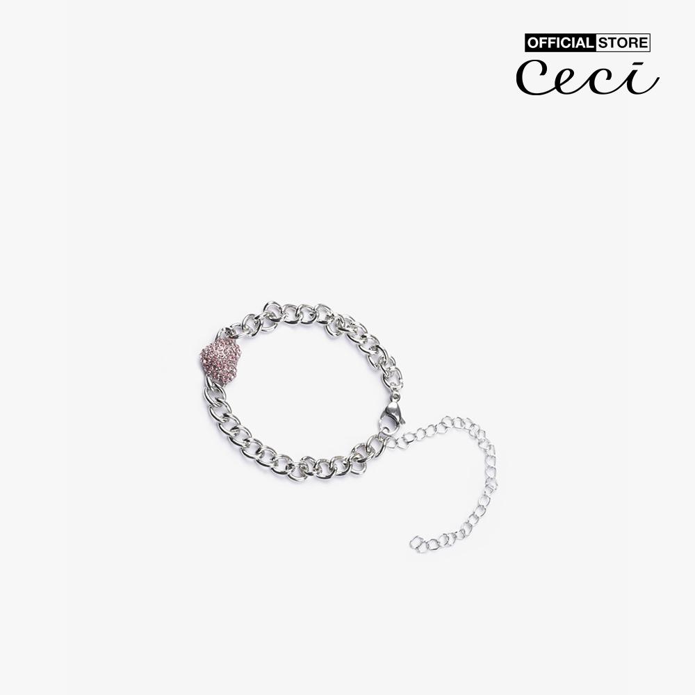 CECI - Vòng đeo tay nữ chuỗi xích phối mặt trái tim CC3-01000059-13