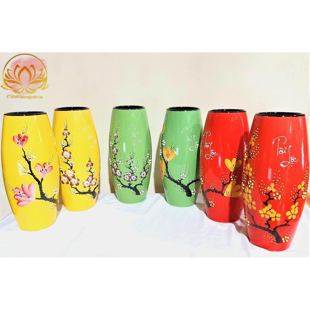 Bình Bông Sứ Bát Tràng Cắm Hoa Tài Lộc Cao 30cm