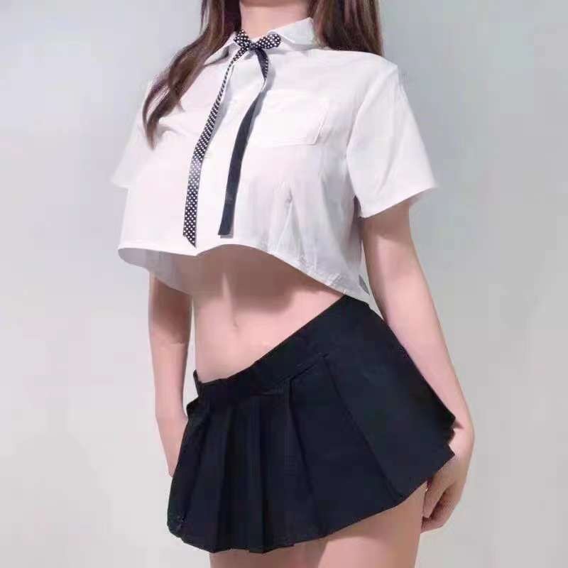 Đồ ngủ Cosplay nữ sinh thư ký cà vạt chấm bi sexy gợi cảm