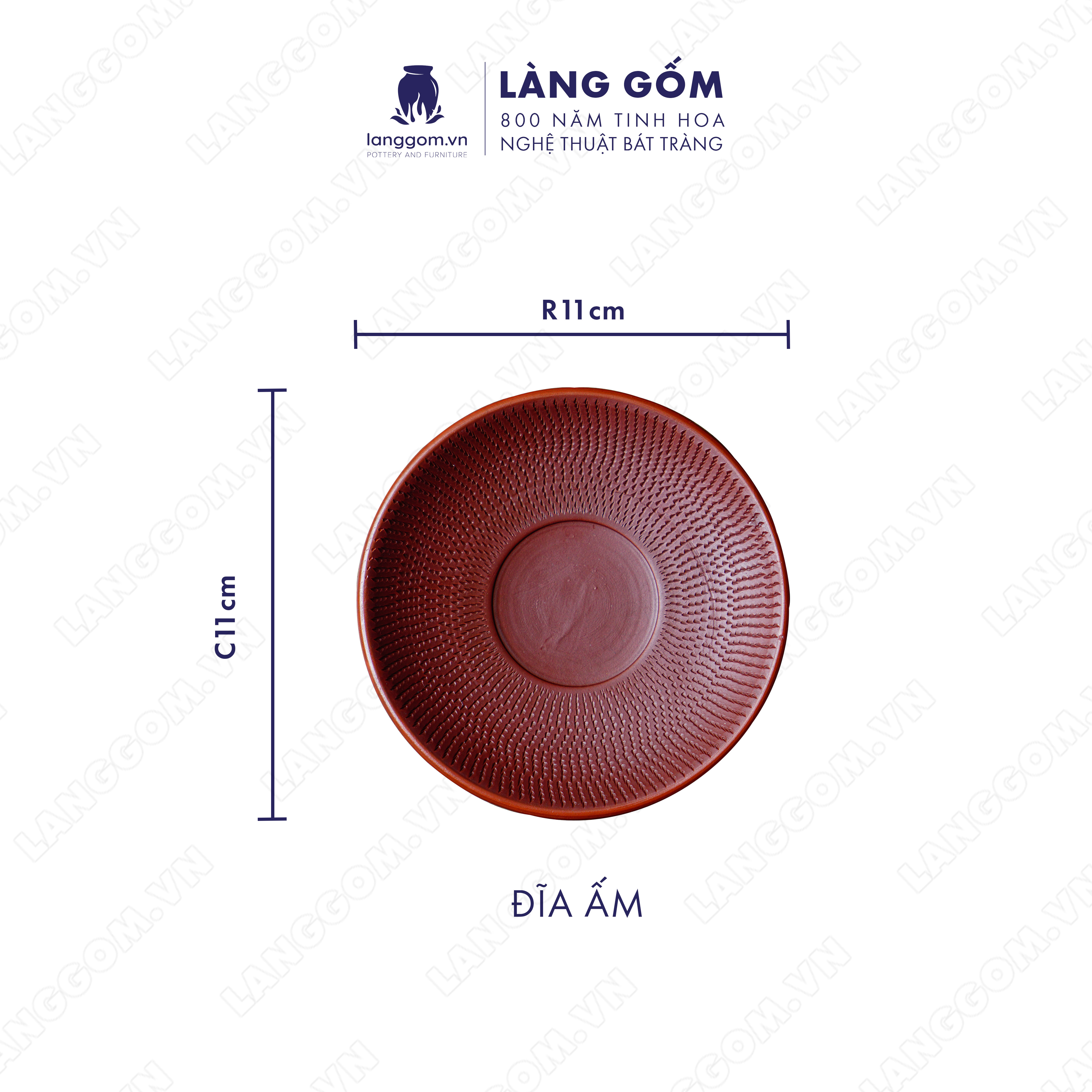 Bộ ấm chén đất nung chuôi ganh - Men mộc - Gốm sứ Bát Tràng - langgom.vn