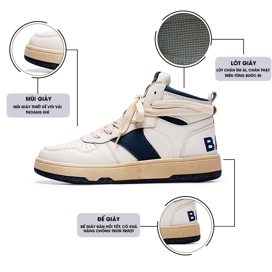 Giày Thể Thao Nam GEMI- Giày Sneaker Màu Xanh Lam - Xanh Lá Mẫu Mới 2022, Phong Cách Thời Trang Trẻ Trung, Cổ Cao - G5518