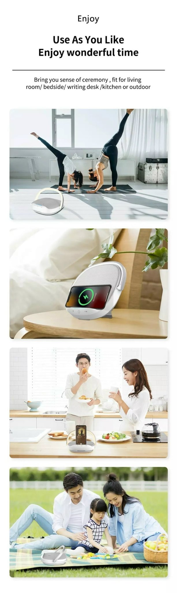 Loa Wiwu Wireless Charging Desk Lamp Speaker Y1 Dành Cho Các Thiết Bị Có Bluetooth Có Đèn, Sạc Không Dây - Hàng Chính Hãng