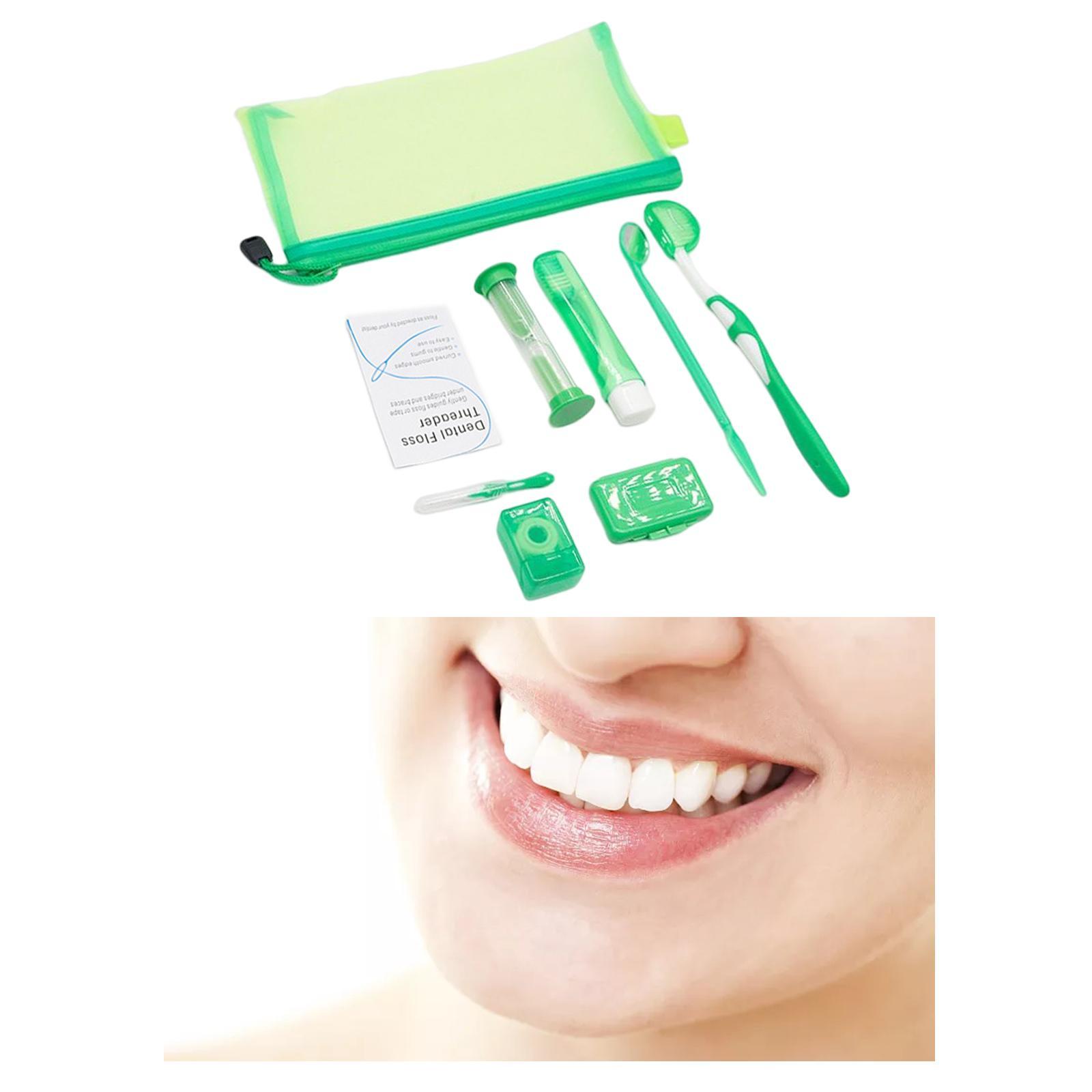 8Pcs  Care Kit Mouth Mirror Waxing Hourglass Timer  Cleaning Green