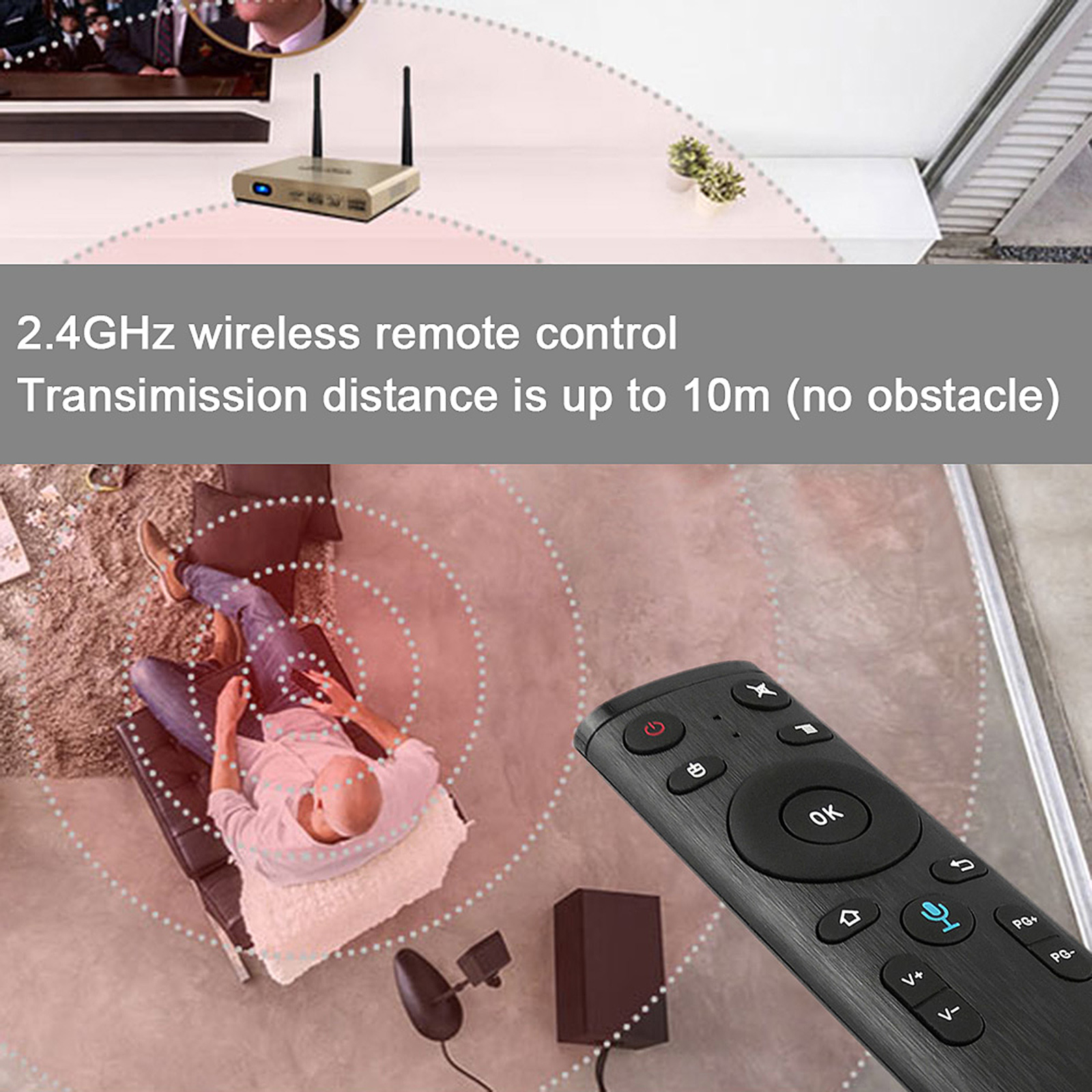 Điều Khiển Từ Xa Không Dây Bằng Giọng Nói 2.4g USB Đầu Dành Cho TV Thông Minh AnDroid TV Box HtPC PC Máy Chiếu, Màu Đen