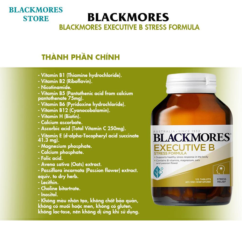 Viên Uống Giám Stress Blackmores Executive B Stress Formula, Giúp Tăng Trí Nhớ, Khả Năng Tập Trung, Nhập Úc, 125 Viên