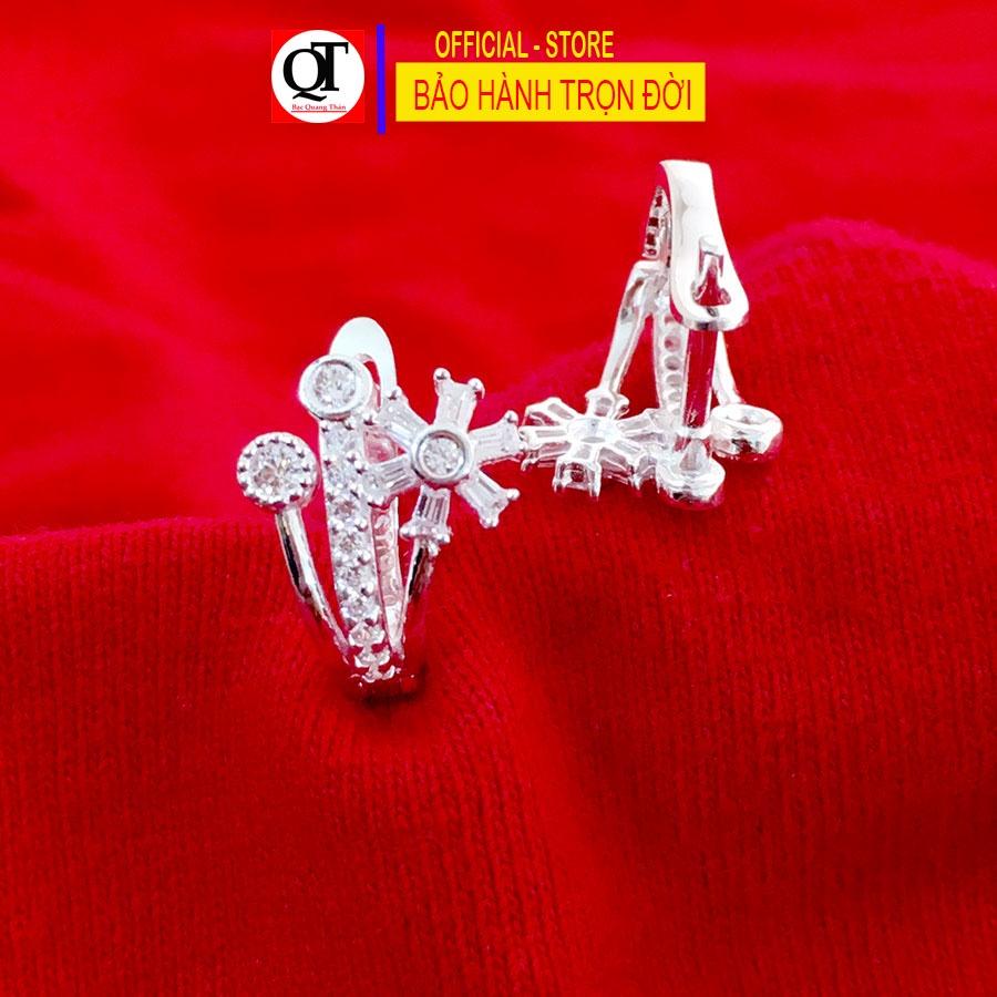 Bông tai nữ thời trang chất liệu bạc 925 khóa bật đeo sát tai đính đá cao cấp trang sức Bạc Quang Thản - QTBT140