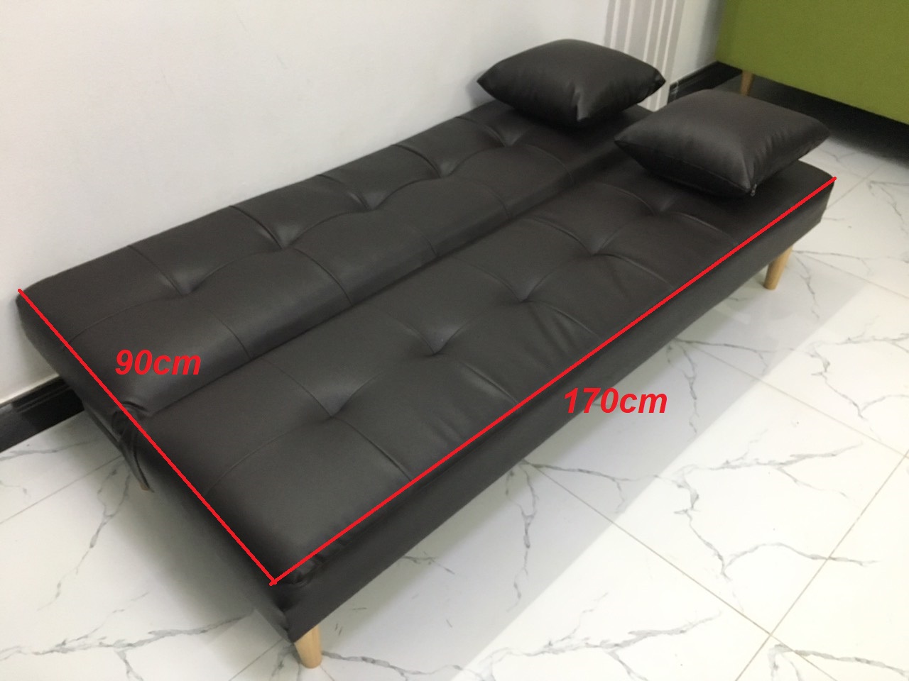 Bộ ghế sofa bed, sofa giường nội thất màu đen và bàn tròn SB14