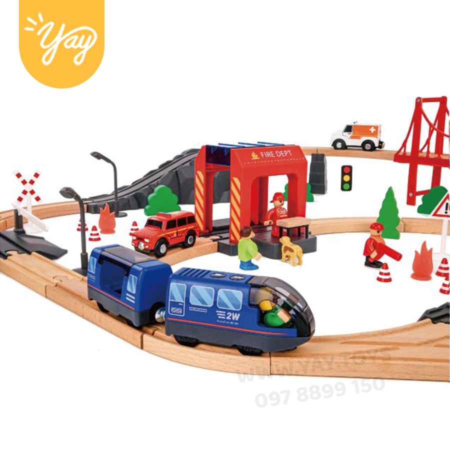 Mô Hình Đồ Chơi Đoàn Tàu Gỗ Từ 50-70 Chi Tiết Chạy Được Cho Bé 3+ - Tooky toy