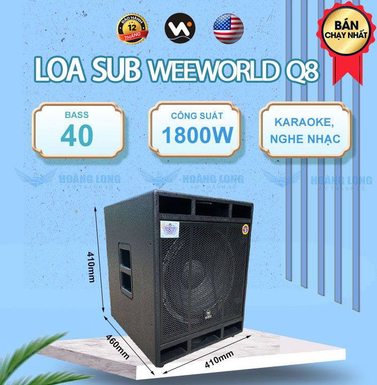 Loa sub điện Q8 + Bass 40 - Hàng chính hãng Weeworld