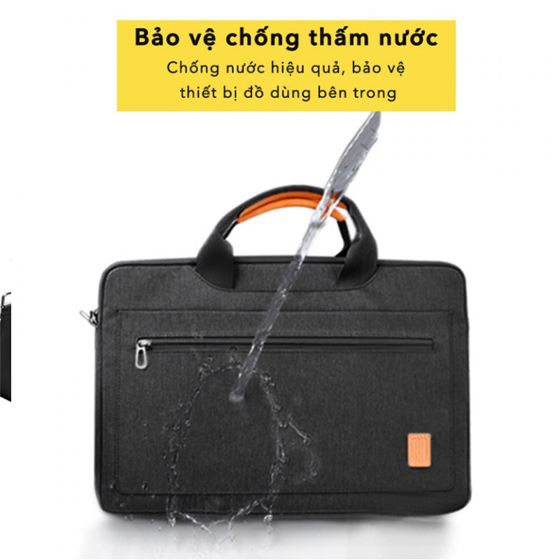 Cặp đựng Laptop,Macbook 13 - 15.6 inch - Chống Sốc Tốt - Ngăn đựng rộng - W348 (Màu đen)