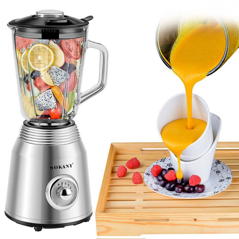 Máy xay sinh tố SOKANY công suất cực lớn 800W có 2 bộ cối dao sử dụng xay hoa quả, xay thực phẩm đa năng - SK186B - HÀNG CHÍNH HÃNG - DELIYA