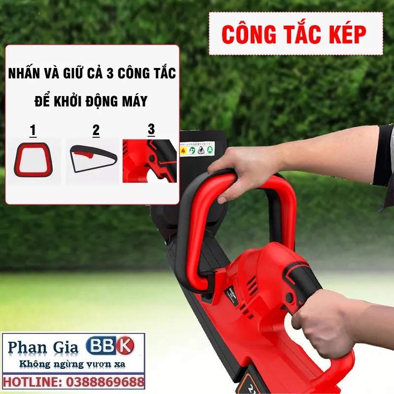 [LOẠI 1] Máy cắt tỉa hàng rào cắt cây cảnh LAPUSEN 199V Chính hãng - Động cơ lõi đồng 100% -1800W chân pin phổ thông 4cm