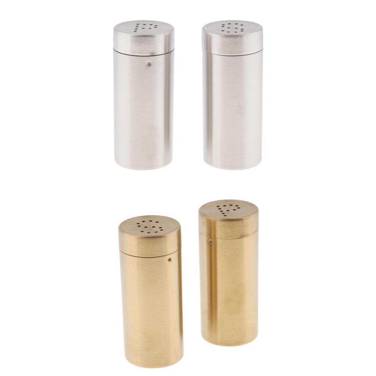2Set 4Pcs Stainless Steel Salt Pepper Shaker 3.8x8.8cm/1.5x3.5 inch