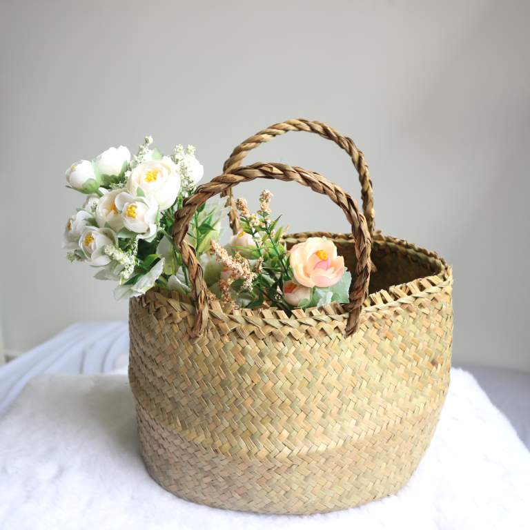 Giỏ Đệm Tròn Đựng Hoa, Đựng Trái Cây Trang Trí - Cổ Điển - Thiên Nhiên