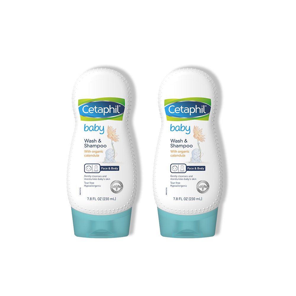 [Tặng Cetaphil Baby 50ml] Combo 2 Sữa tắm gội dịu lành cho bé Cetaphil Baby Wash &amp; Shampoo with Organic Calendula 230ml/chai