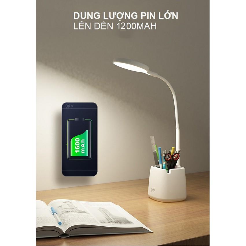 Đèn bàn học LED chống cận có hộc đựng bút - Hiệu Con én - 3 chế độ sáng, nút bấm cảm ứng siêu nhạy