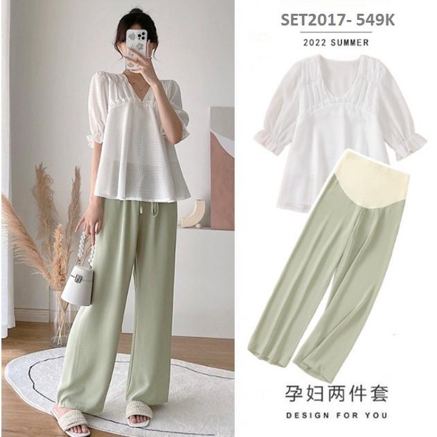 Set bộ đồ bầu voan xốp đi chơi đi làm SET2017 - hình thật ở cuối