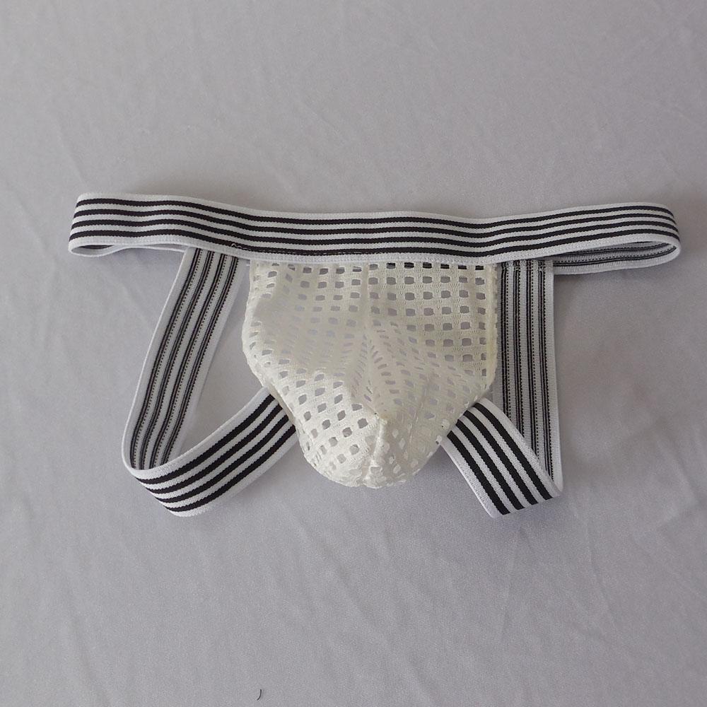 2-3pack Men's Low Waist Openwork See-Through Mesh Briefs T-Back G-String White