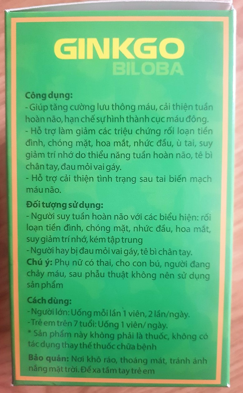 Thực phẩm chức năng Ginkgo Biloba - giúp bổ não, tăng trí nhớ