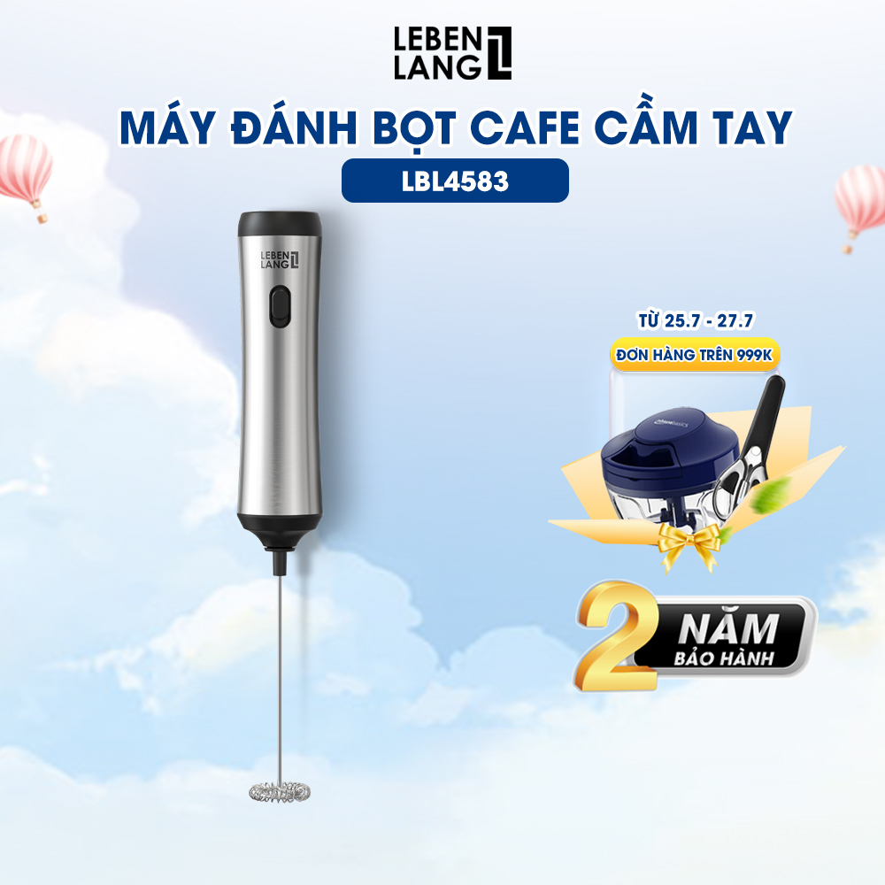 Máy đánh bọt cafe cầm tay Lebenlang LBL4583, sạc điện tiện lợi, công suất 10W,  hàng chính hãng - bảo hành 2 năm