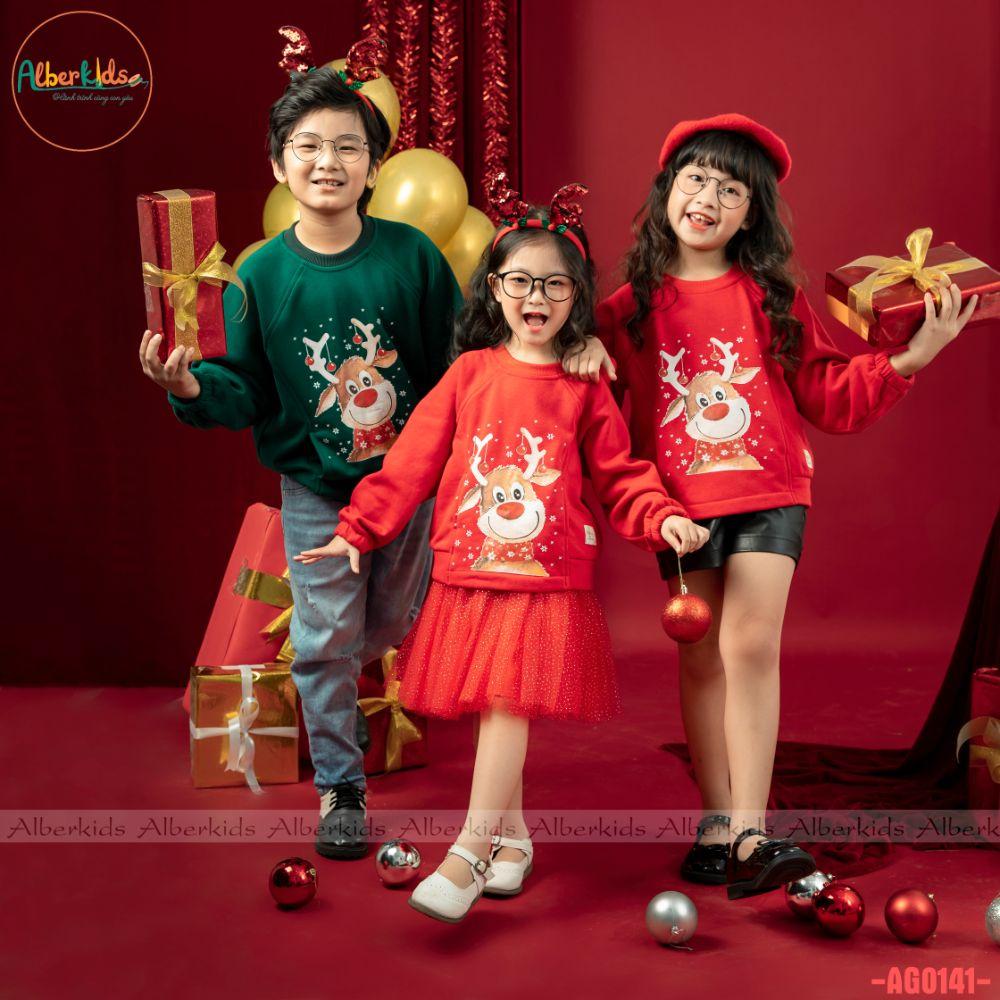 Áo nỉ noel có túi cho bé trai, bé gái ALBERKIDS thu đông cho trẻ em 2,3,4,5,6,7,8,9,10,11,12 tuổi