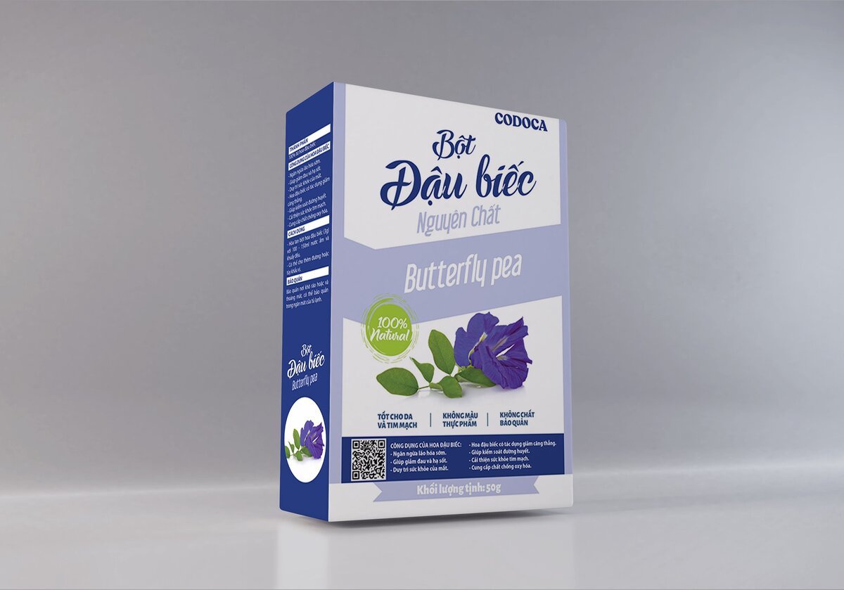 Bột Hoa Đậu Biếc Codoca Nguyên Chất Sấy Lạnh Bột tạo màu tự nhiên, an toàn