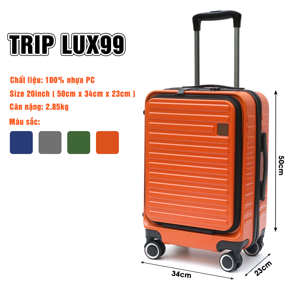 Vali doanh nhân size 20inch có ngăn đựng laptop TRIP Lux99