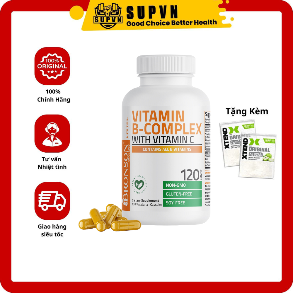 Bronson Vitamin B Complex With Vitamin C (120 Viên) - Bổ Sung Vitamin B Tổng Hợp Hỗ Trợ Sức Khỏe Tổng Thể Của Mỹ