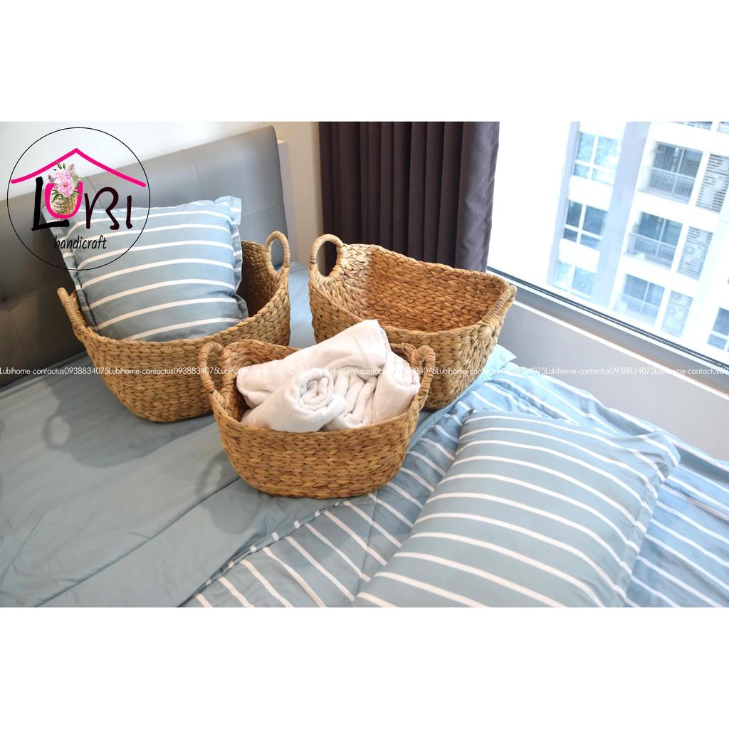 - Giỏ đựng đồ đan lục bình hình thuyền bộ 3 - sang trọng, tinh tế