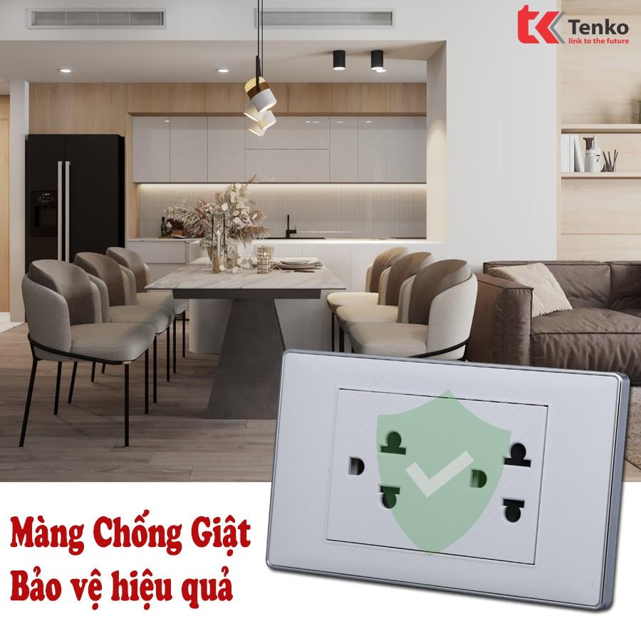 Ổ Điện Đôi 3 Chấu Âm Tường Tích Hợp 2 Cổng USB Sạc Nhanh 5V 2100mAh Âm Tường Màu Trắng TENKO TK-C27-T045