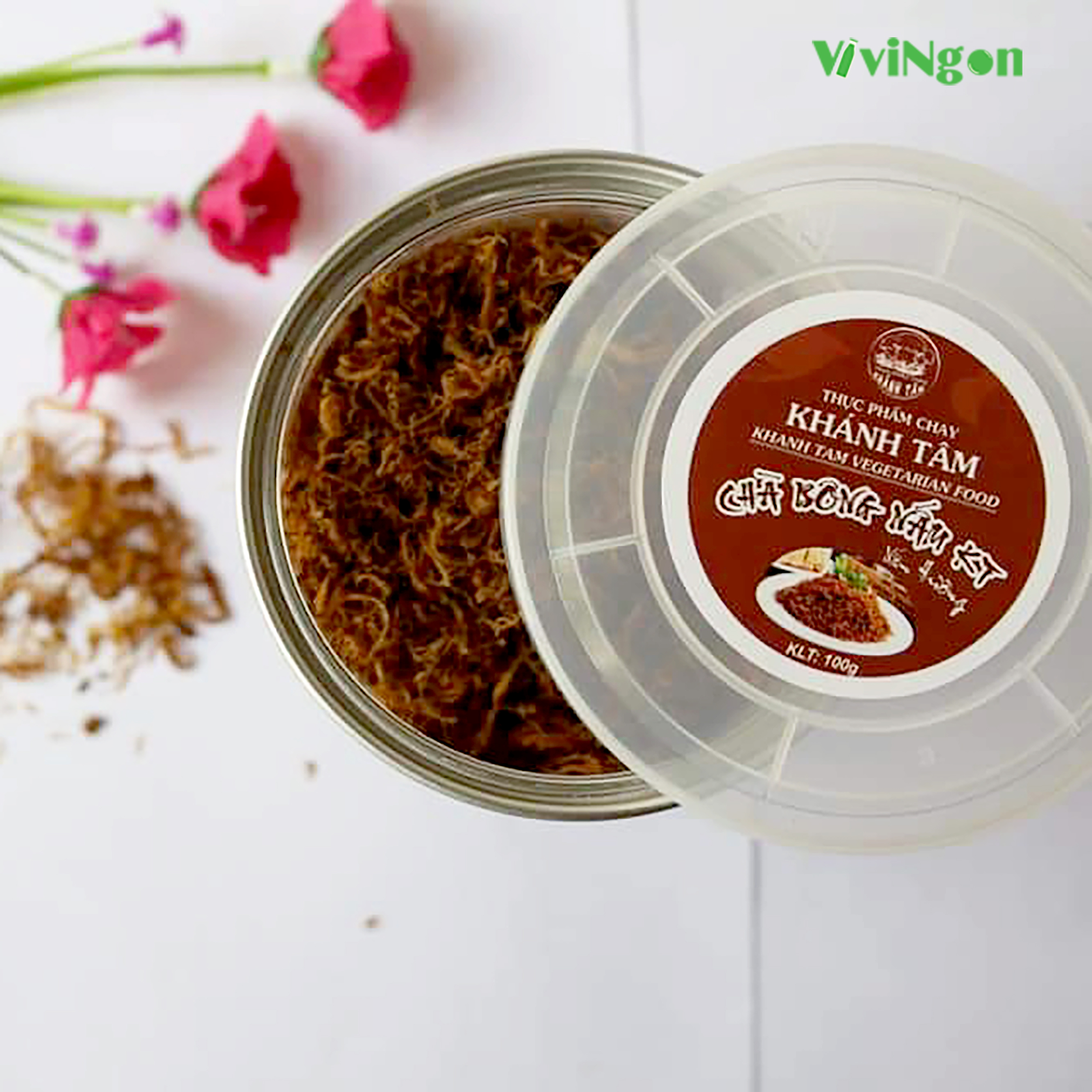 Chà bông Nấm Hương chay - Ruốc Nấm Hương chay - Hộp 80g - Đóng hộp sang trọng an toàn - ViviNgon- Thơm ngon ngọt đậm vị theo xu hướng plant based